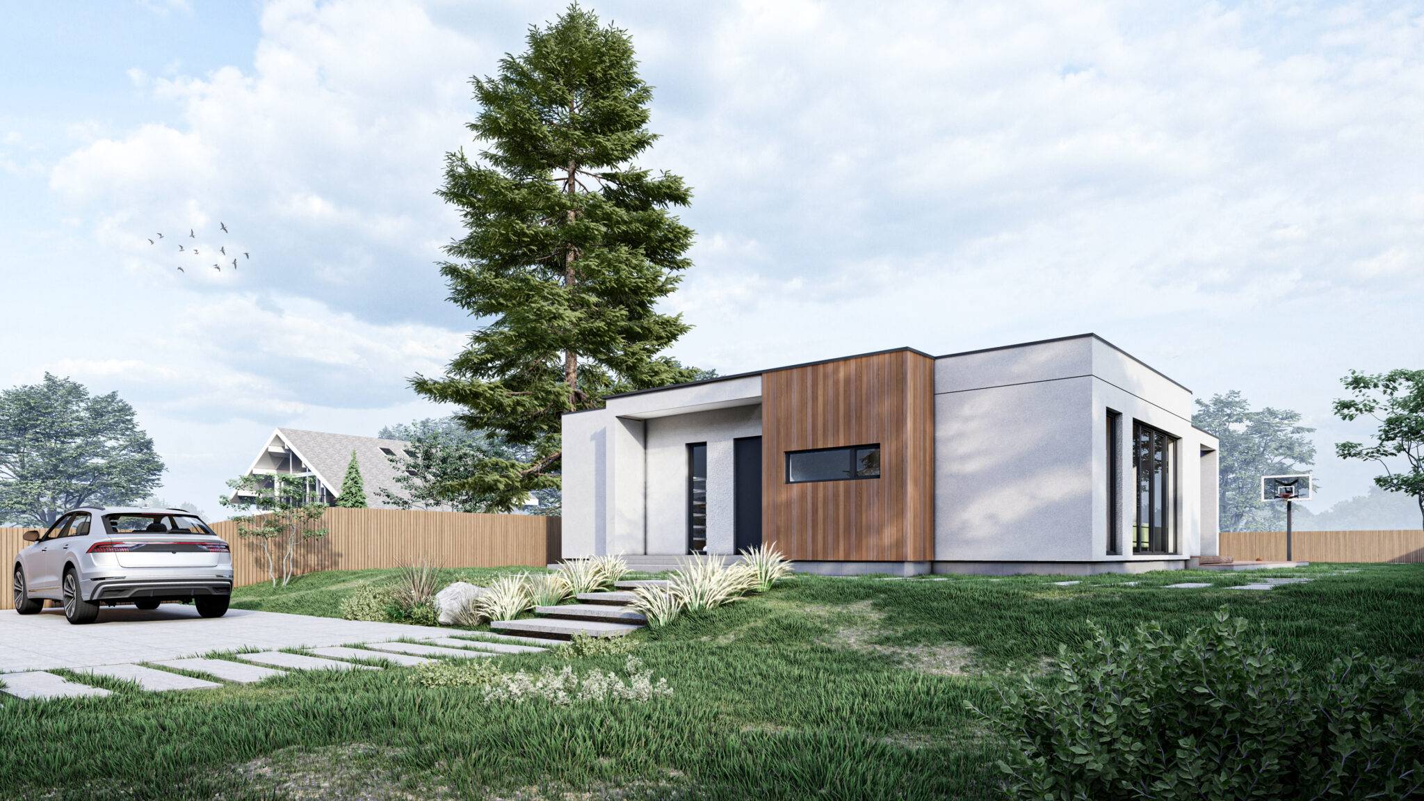 Modern private house made of SIP panels, 92,8 sq.m.