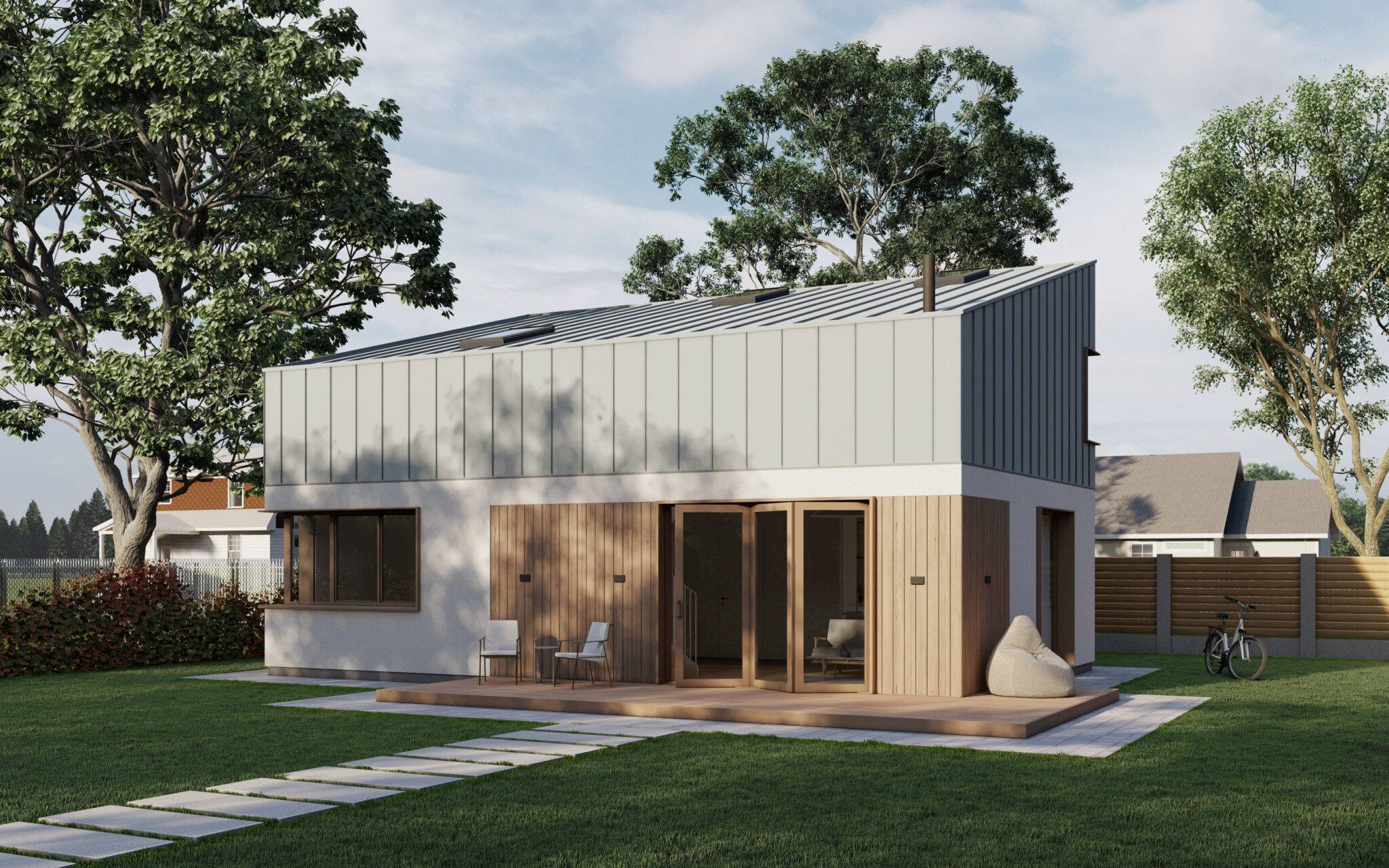 Modern two-storey house made of SIP panels, 149,6 sq.m.