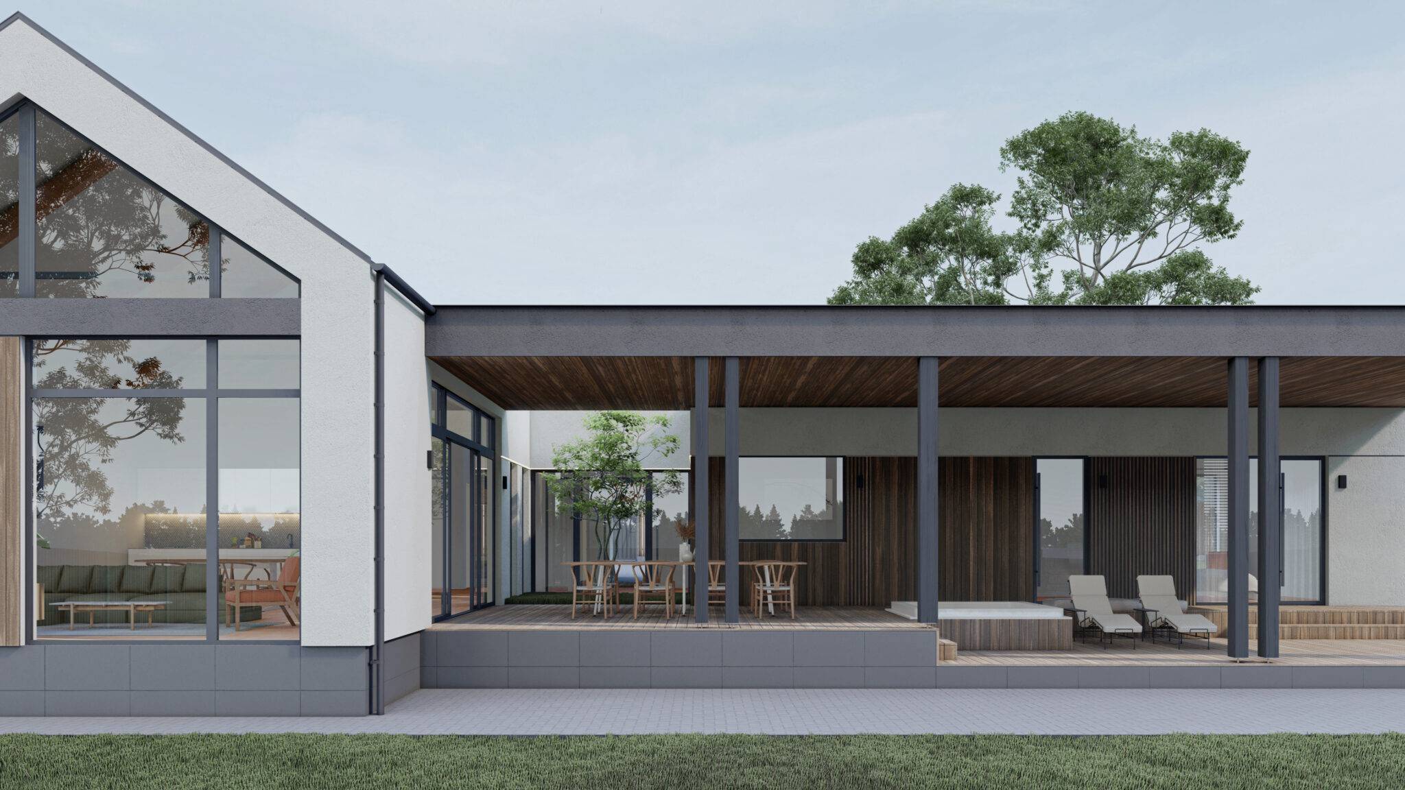 Barnhouse made of SIP panels for relaxation, 267,7 sq.m.