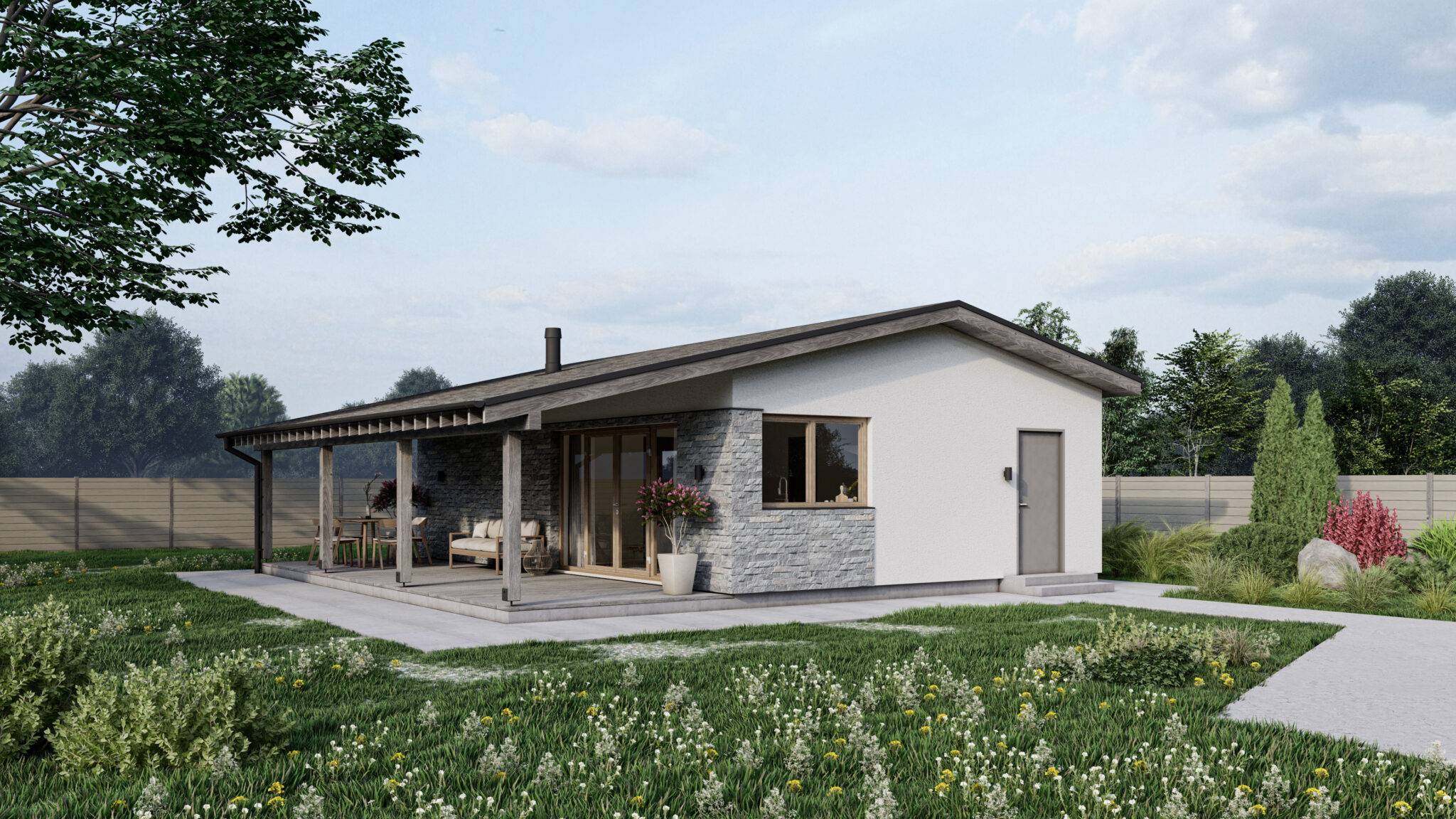 House of SIP panels with a terrace, 66,5 sq.m