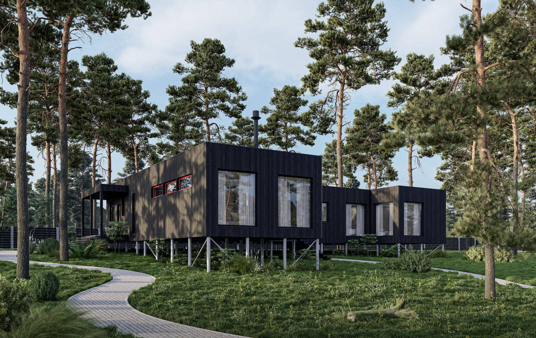 Одноповерховий будинок на палях, 195 кв.м.