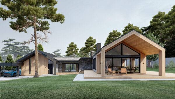 Private house made of SIP panels with a terrace and a canopy, 248 sq.m.