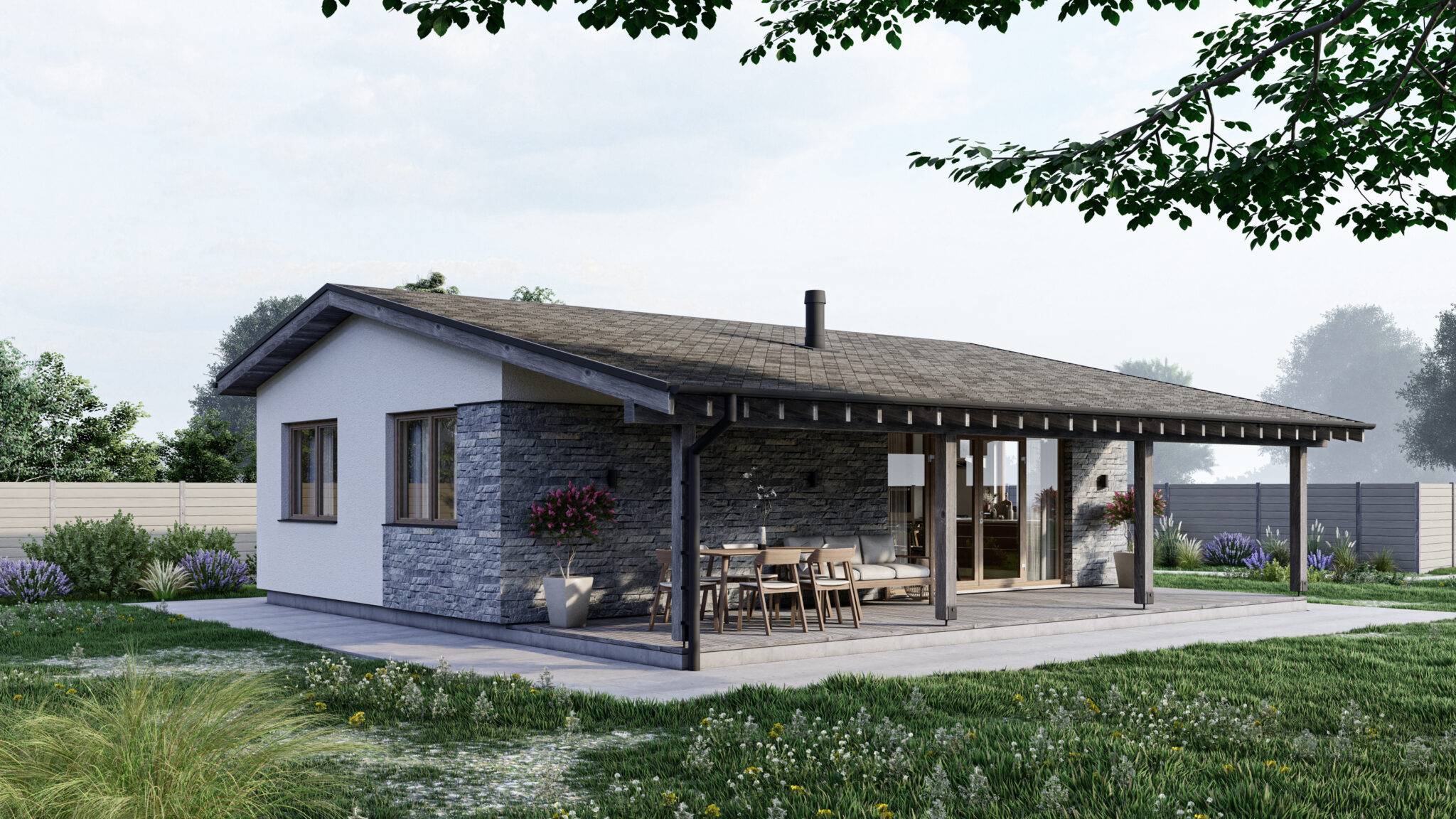 House of SIP panels with a terrace, 66,5 sq.m