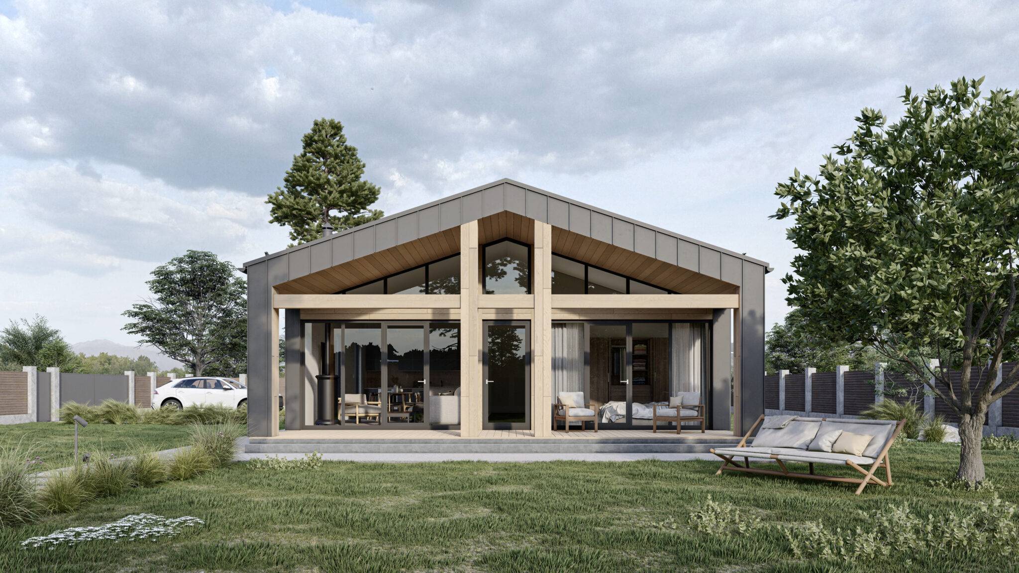 Barnhouse made of SIP-panels wth three bedrooms, 116 sq.m.