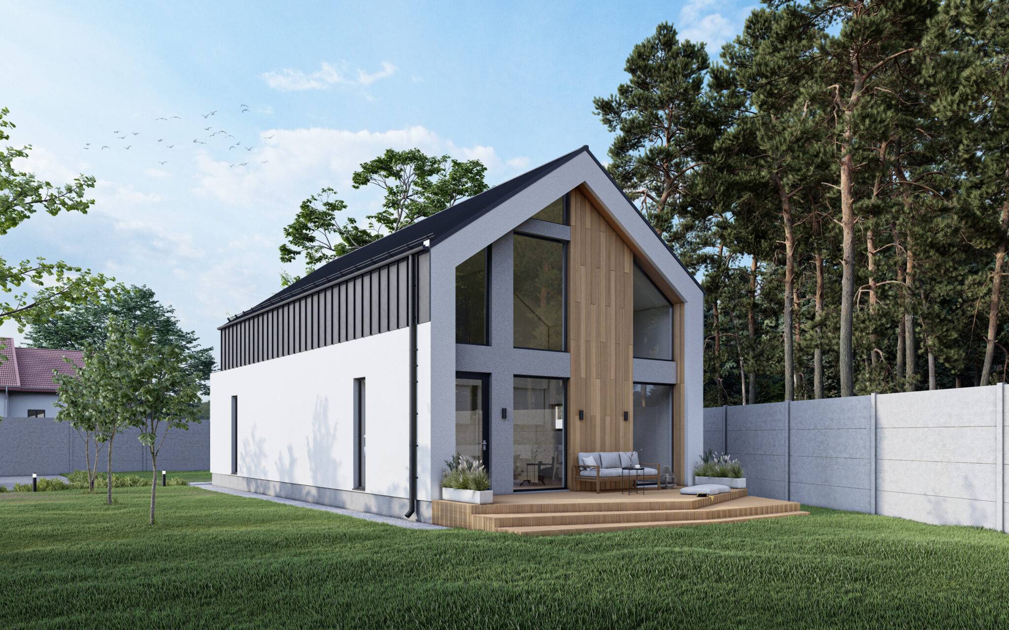 SIP-panel house with a mansard floor, 138,6 sq.m.