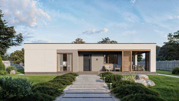 Model passive house with terraces, 123 m2