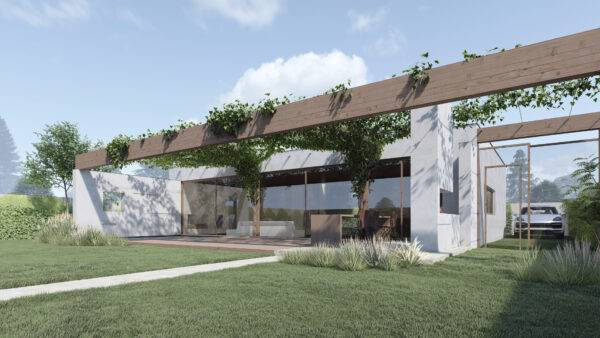 Organic-style house made of SIP panels, 155,82 sq.m