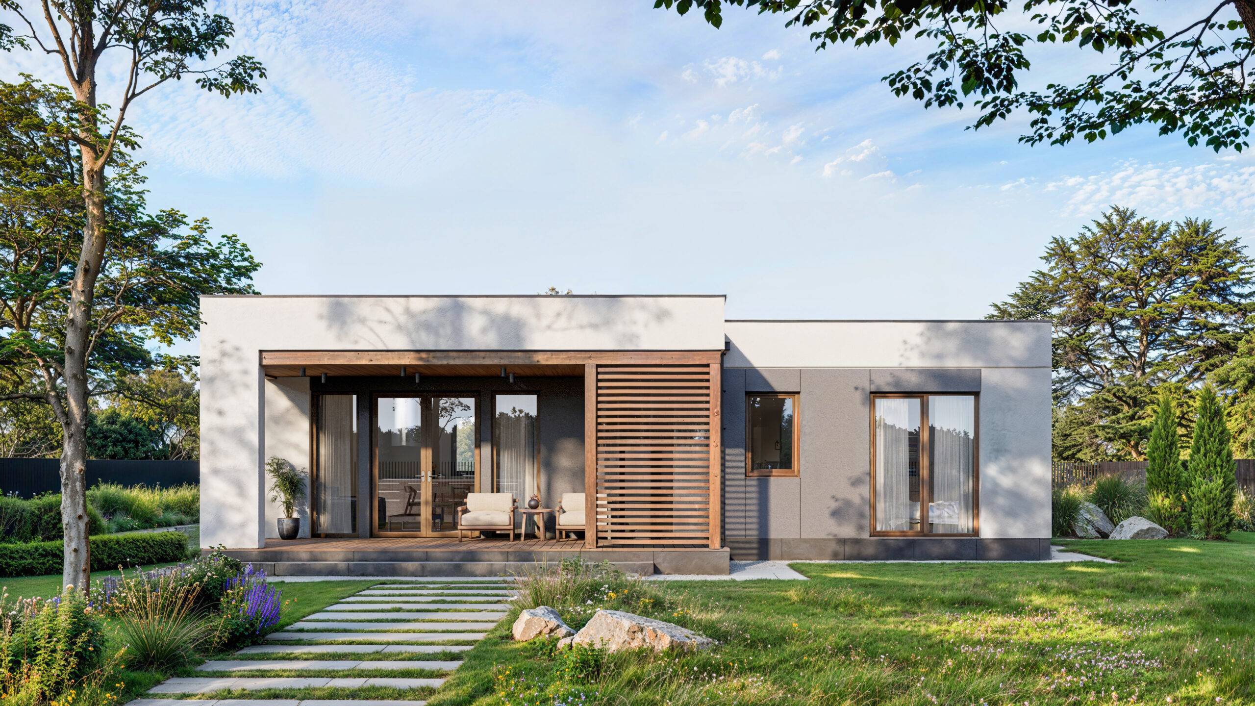 Model energy efficient house with terrace, 91,8 m2.