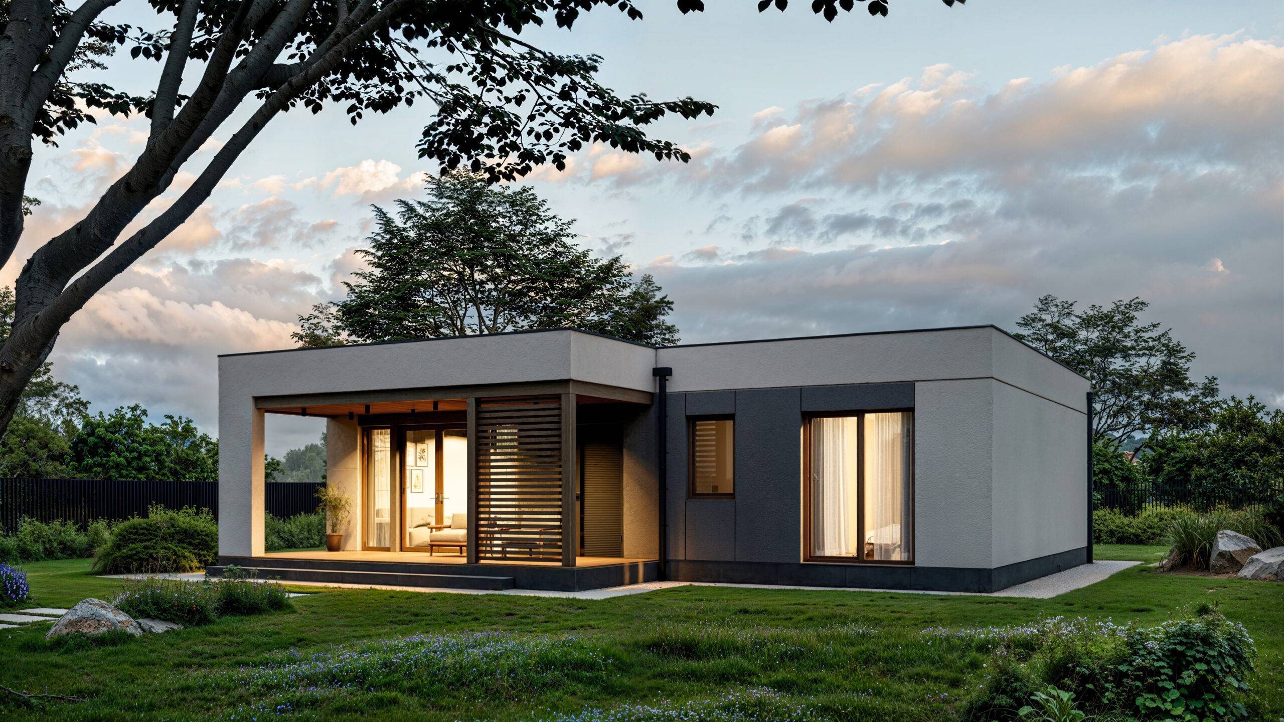 Model energy efficient house with terrace, 91,8 m2. 