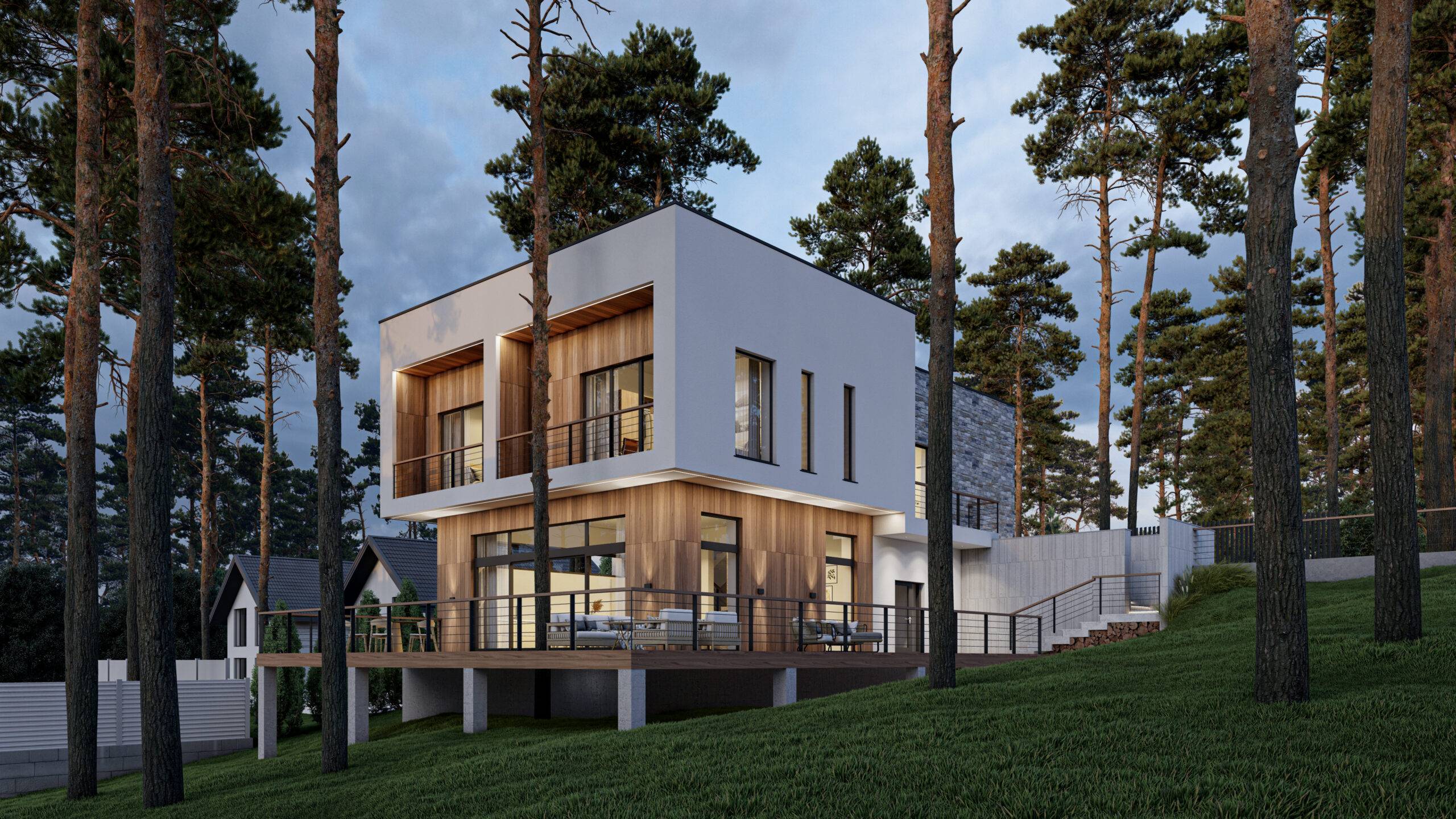 Stylish two-storey house made of SIP panels, 270,7 sq.m.
