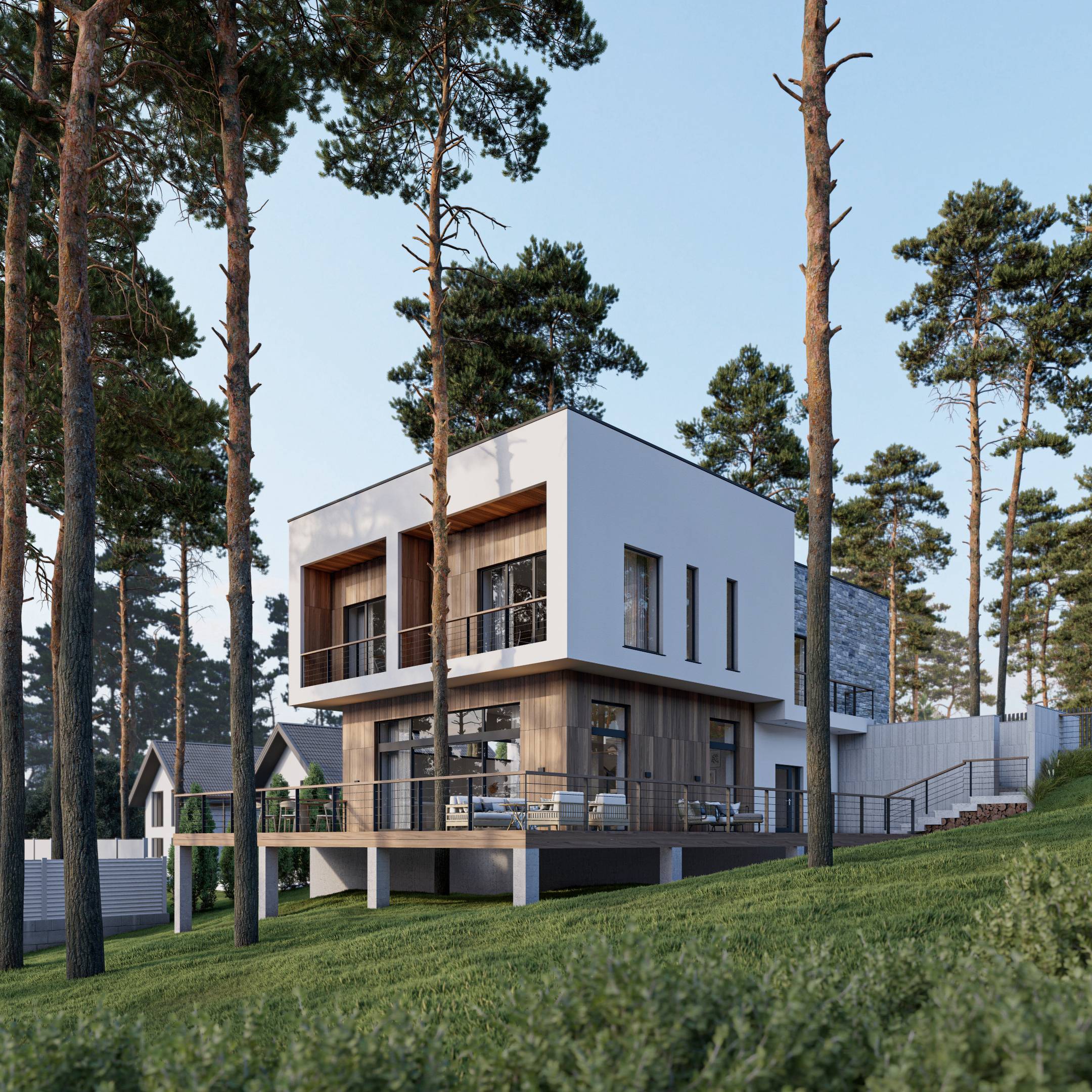 Stylish two-storey house made of SIP panels, 270,7 sq.m.