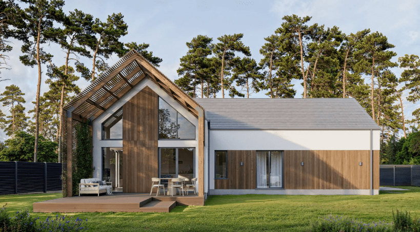 Комфортний будинок з артіумом з SIP-панелей, 142,4 кв.м.